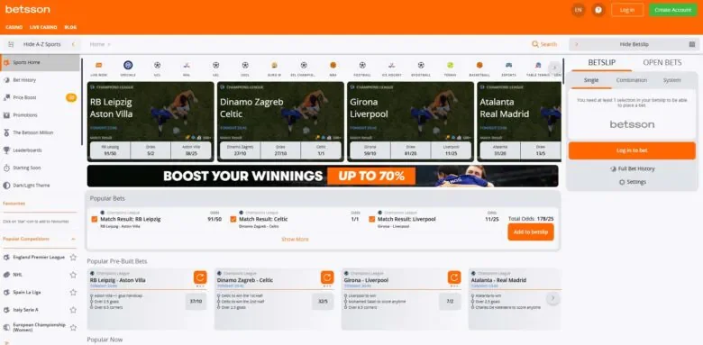 Betsson screenshot